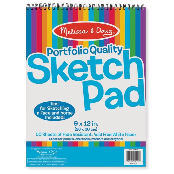 Melissa & Doug Quality Spiral-Bound Sketch Pad, 9" x 12", 50 Sheets