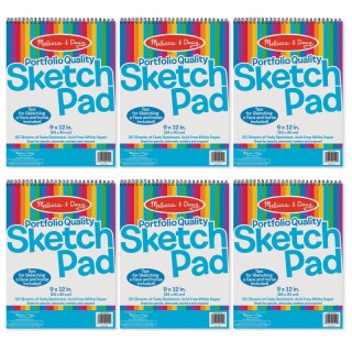 Melissa & Doug Portfolio Quality Sketch Pad, 9" x 12", White, Pack of 6