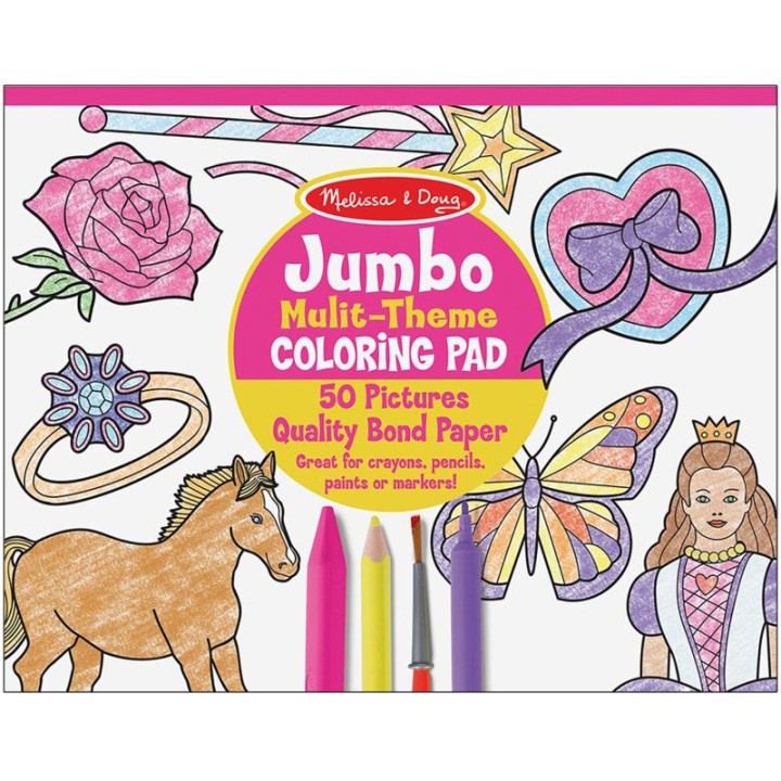 Melissa & Doug Jumbo 50-Page Kids' Coloring Pad - Horses, Hearts, Flowers, and More