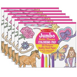 Melissa & Doug Jumbo Multi-Theme Coloring Pad, 11" x 14", Pink, Pack of 6