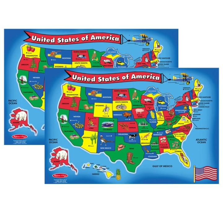 Melissa & Doug U.S.A. (United States) Map Floor Puzzle - 51 Pieces, Pack of 2