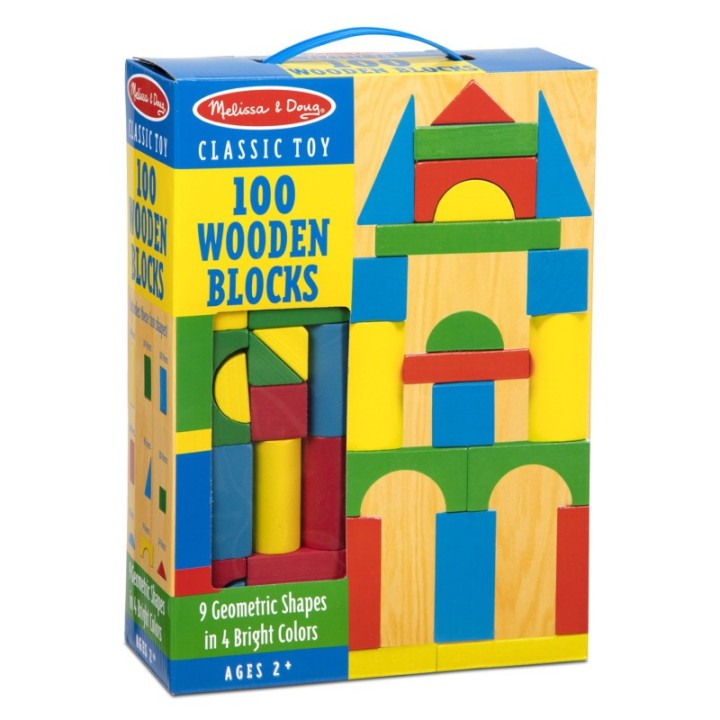 Melissa & Doug Painted Wood Blocks Set, 100 Pieces
