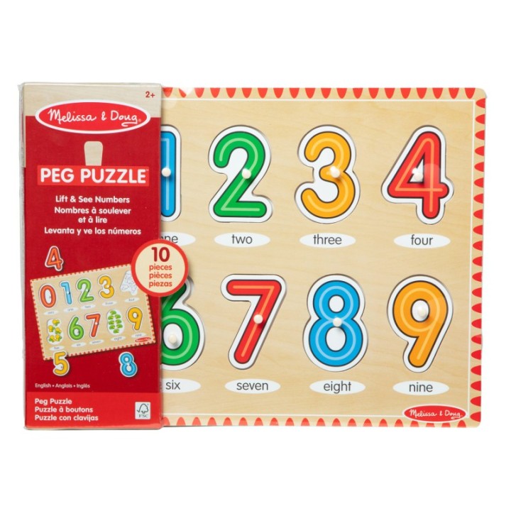 Melissa & Doug See-Inside Numbers Peg Puzzle, 10 Pieces