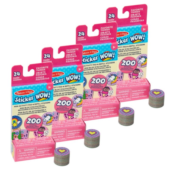 Melissa & Doug Sticker WOW! Mini Activity Pad with Refill Stickers - Favorite Things, 4 Sets