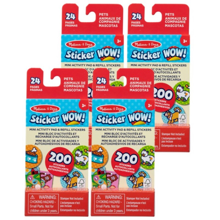 Melissa & Doug Sticker WOW! Mini Activity Pad with Refill Stickers - Pets, 4 Sets
