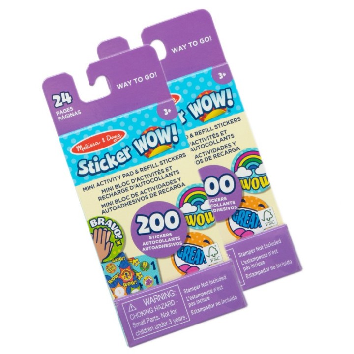 Melissa & Doug Sticker WOW! Mini Activity Pad with Refill Stickers, Rewards, 200 Stickers Per Set, 2 Sets