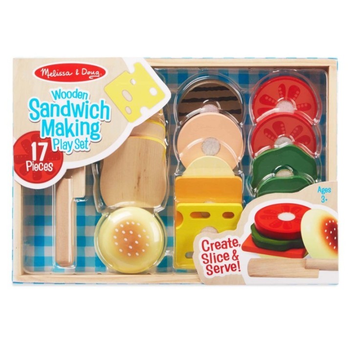 Melissa & Doug Sandwich-Making Wooden Play Food Set