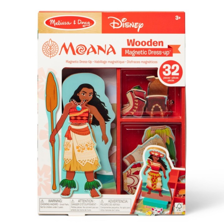 Melissa & Doug Disney Princess Moana Wooden Magnetic Dress-Up Play Set