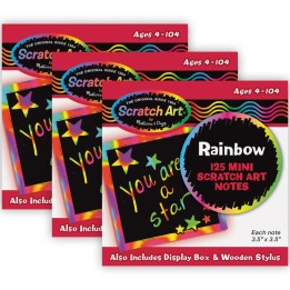 Melissa & Doug Scratch Art® Box of Rainbow Mini Notes with Stylus, 125 Notes Per Pack, 3 Packs