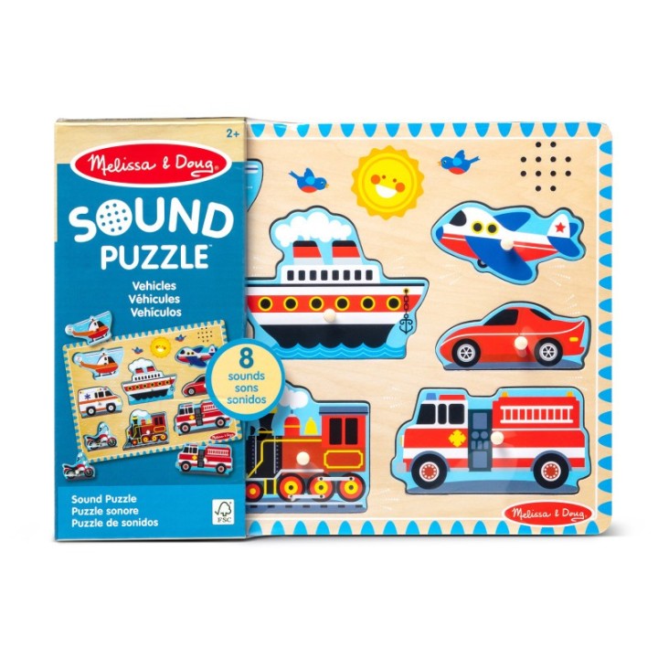 Melissa & Doug Vehicles Sound Puzzle, 8 Pieces