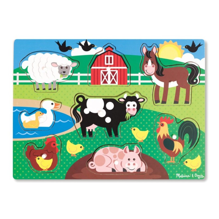 Melissa & Doug Farm Peg Puzzle, 8 Pieces