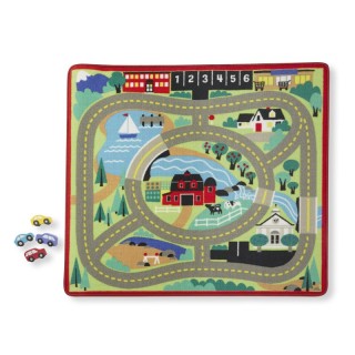 Melissa & Doug Round the Town Road Rug & Car Set, 39" x 36"