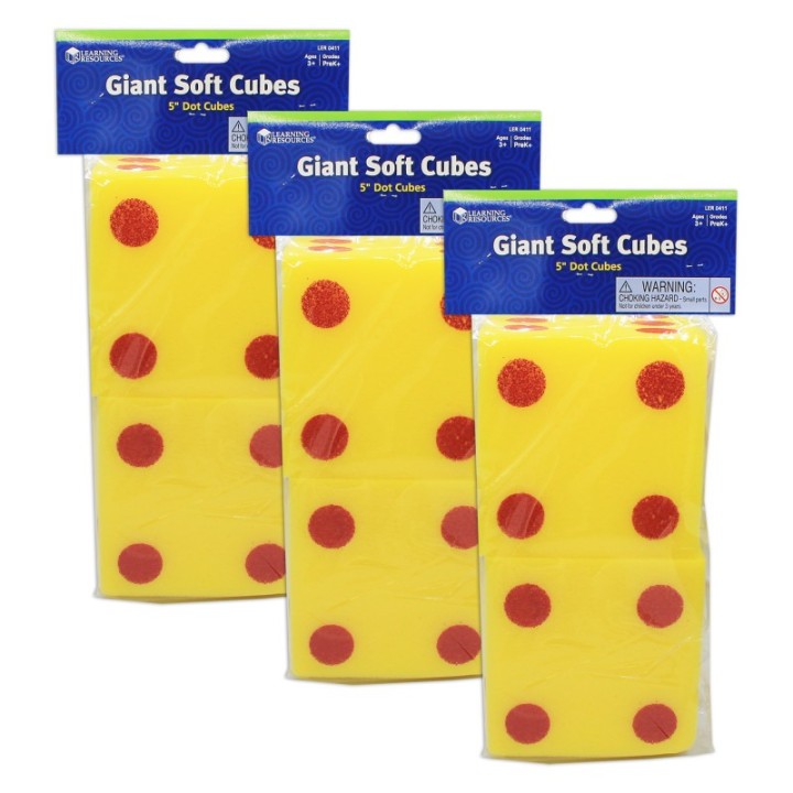 Learning Resources Giant Soft Dot Cubes Set, 2 Per Pack, 3 Packs