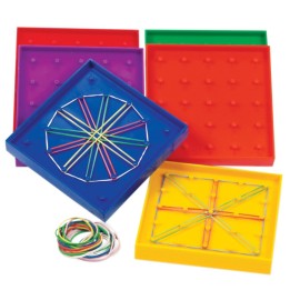Learning Resources Double-Sided Rainbow Geoboards, Set of 6