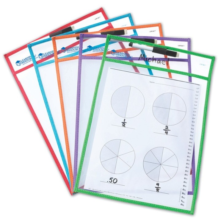 Learning Resources Write & Wipe Pockets, Set of 5