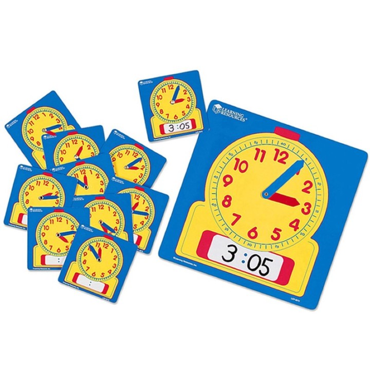 Learning Resources Write & Wipe Clocks Classroom Set, 1 Demonstration Clock, 24 Student Clocks