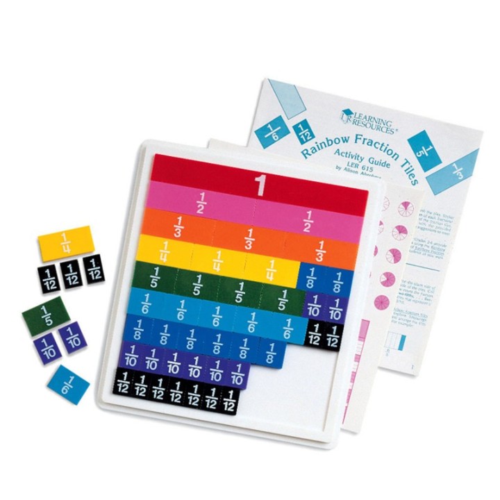 Learning Resources Rainbow Fraction® Plastic Tiles with Tray, 51 Pieces
