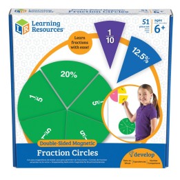 Learning Resources Double-sided Magnetic Fraction Circles, Pack of 9