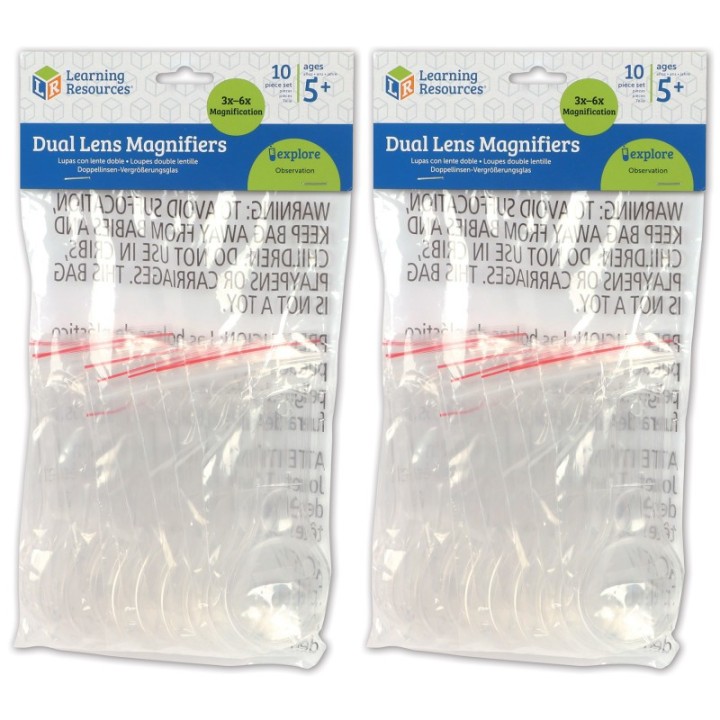 Learning Resources Dual Lens Magnifiers, 10 Per Pack, 2 Packs