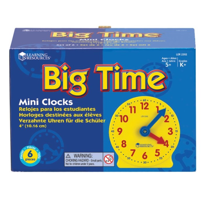 Learning Resources Big Time™ Geared Mini-Clocks, Set of 6