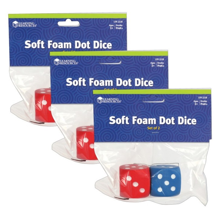 Learning Resources Foam Dot Dice, 2 Per Pack, 3 Packs
