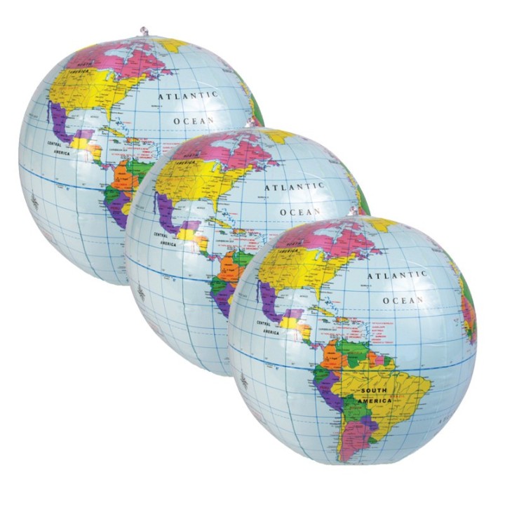 Learning Resources Inflatable Globe, 12", Pack of 3