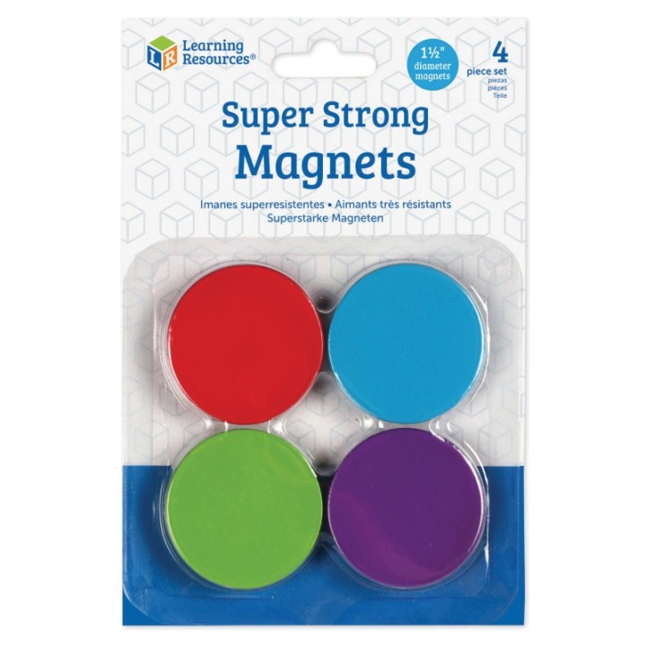 Learning Resources Super Strong Magnets, 1.5", Assorted, Set of 4