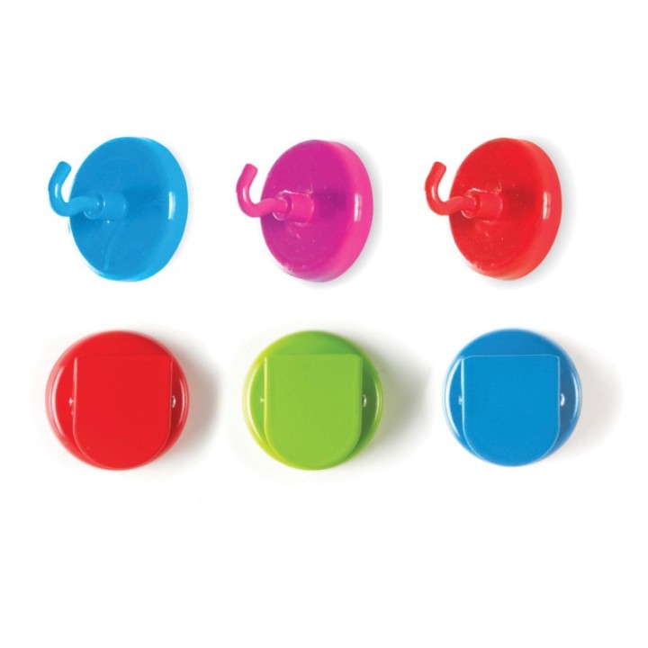 Learning Resources Super Strong Magnetic Clips & Hooks, 1.5", Assorted, Set of 6