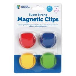 Learning Resources Super Strong Magnetic Clips, Assorted Colors, Pack of 4