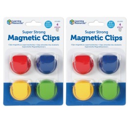 Learning Resources Super Strong Magnetic Clips, 1 1/2" Diameter, 4 Per Pack, 2 Packs