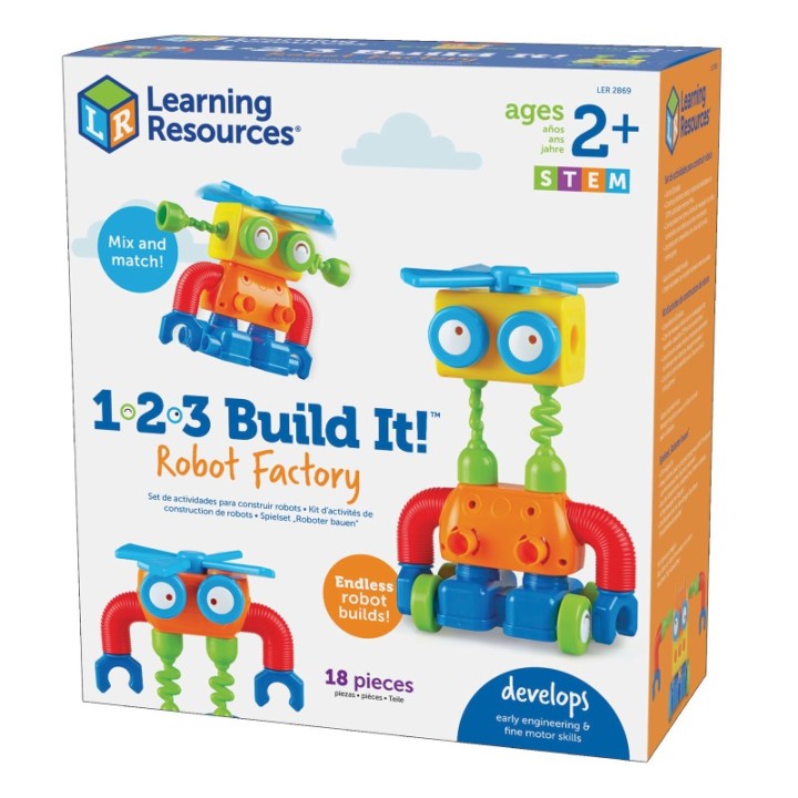 Learning Resources 1-2-3 Build It!™ Robot Factory, 18 Pieces