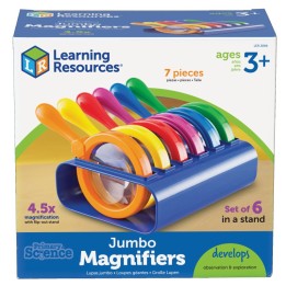 Learning Resources Primary Science Jumbo Magnifiers, Set of 6 with Stand
