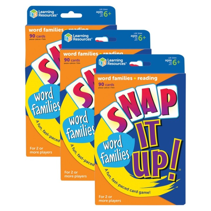 Learning Resources Snap it Up!® Card Games, Phonics & Reading: Word Families, Pack of 3