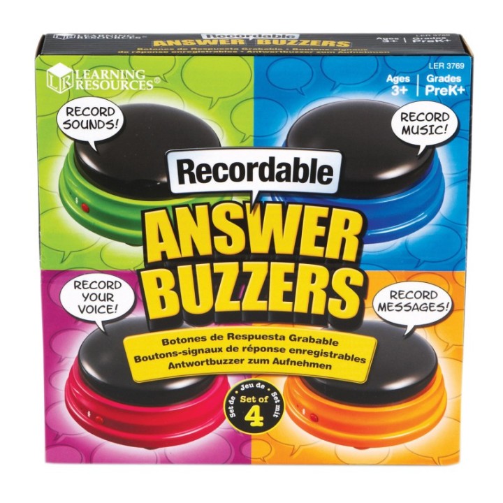Learning Resources Recordable Answer Buzzers, Set of 4
