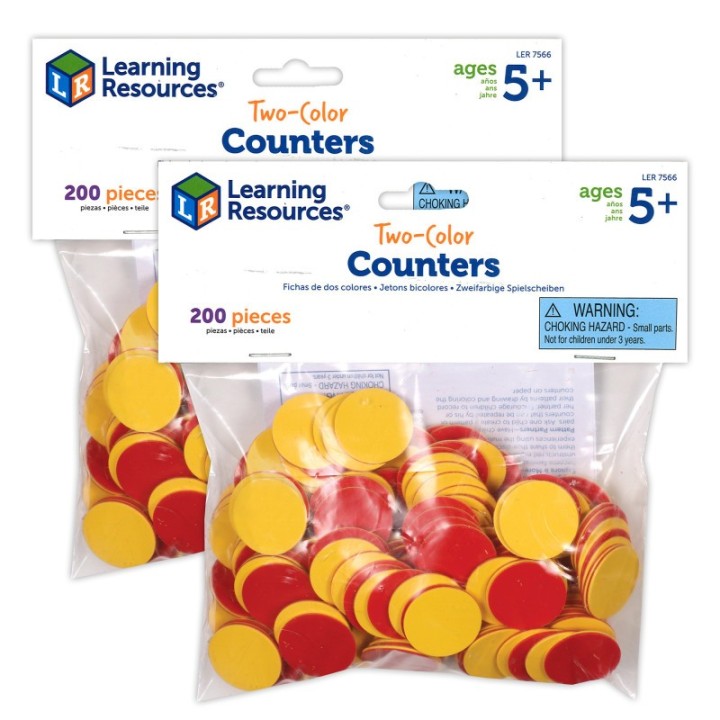 Learning Resources Two-Color Counters, Red and Yellow, 200 Per Pack, 2 Packs