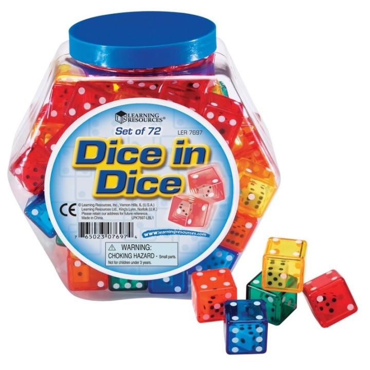 Learning Resources Dice in Dice Bucket, Pack of 72
