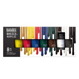 Liquitex BASICS Acrylic Paint, 75 mL Tubes, Assorted Colors, Set of 8