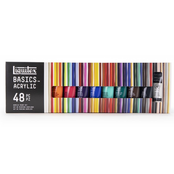 Liquitex BASICS Acrylic Color, 22 mL Tubes, Assorted Colors, Set of 48