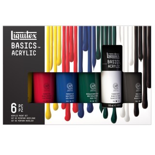 Liquitex BASICS Acrylic Color, 118 mL Tubes, Assorted Colors, Set of 6