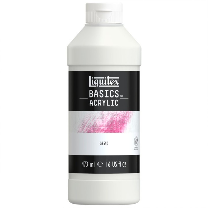 Liquitex BASICS Gesso Surface Prep Medium, 16 oz Bottle, White