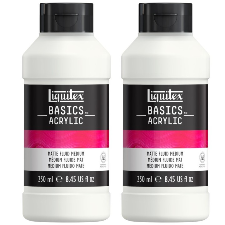 Liquitex BASICS Matte Fluid Medium, 250 mL Bottle, Pack of 2