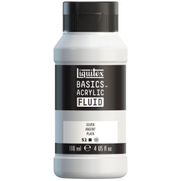 Liquitex BASICS Acrylic Fluid, 118 mL Bottle, Silver