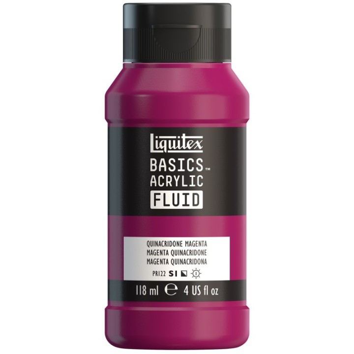 Liquitex BASICS Acrylic Fluid, 118 mL Bottle, Quinacridone Magenta