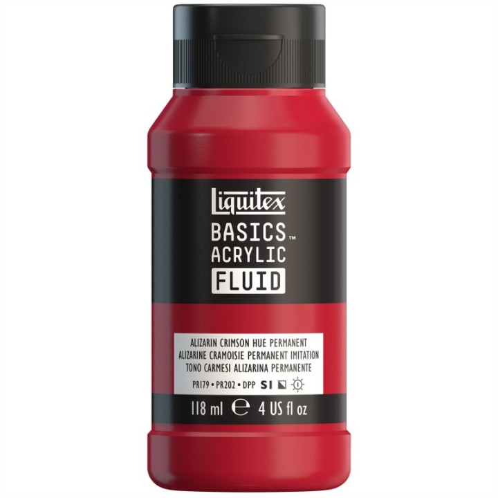 Liquitex BASICS Acrylic Fluid, 118 mL Bottle, Alizarin Crimson Permanent Hue