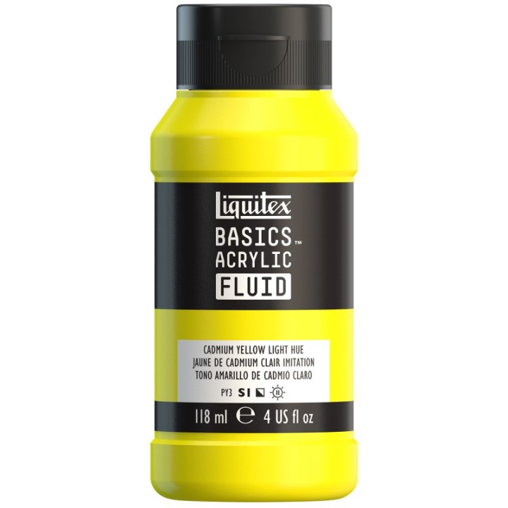 Liquitex BASICS Acrylic Fluid, 118 mL Bottle, Cadmium Yellow Light Hue