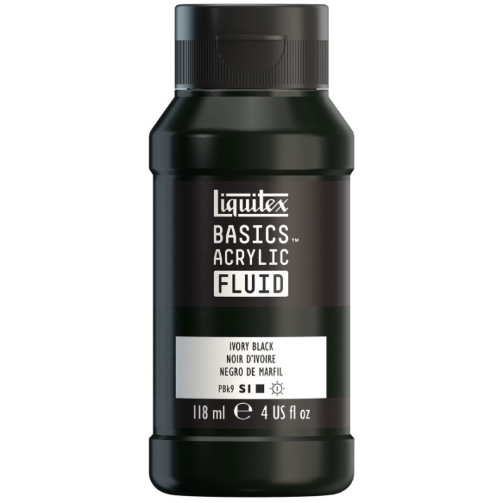 Liquitex BASICS Acrylic Fluid, 118 mL Bottle, Ivory Black