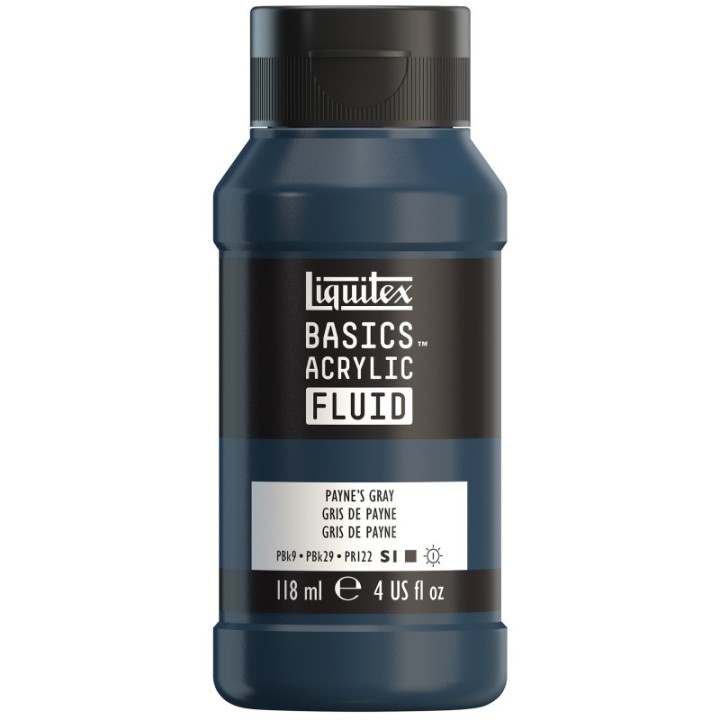 Liquitex BASICS Acrylic Fluid, 118 mL Bottle, Paynes Grey