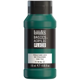 Liquitex BASICS Acrylic Fluid, 118 mL Bottle, Phthalocyanine Green