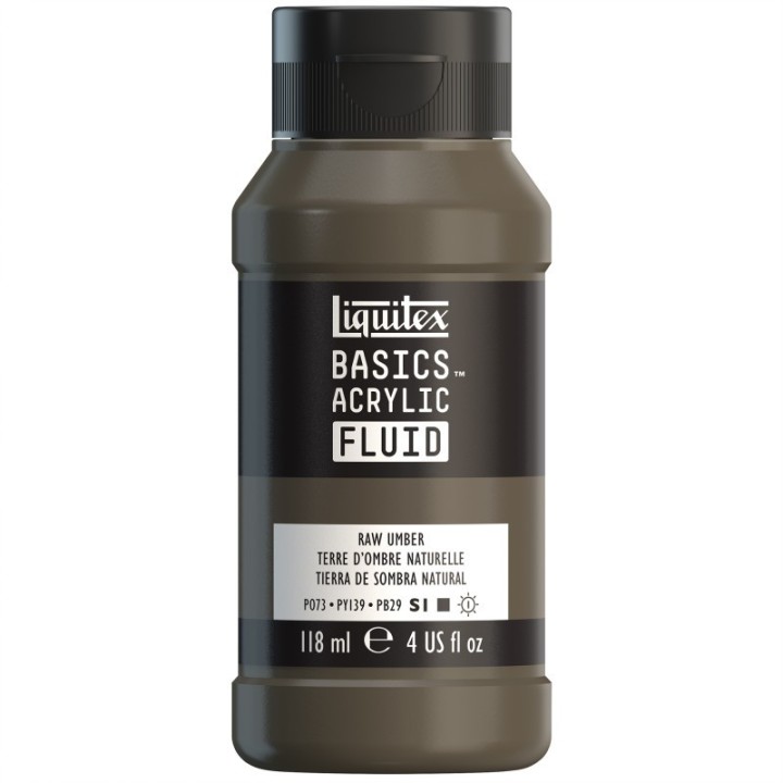 Liquitex BASICS Acrylic Fluid, 118 mL Bottle, Raw Umber