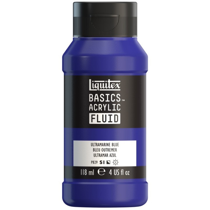 Liquitex BASICS Acrylic Fluid, 118 mL Bottle, Ultramarine Blue